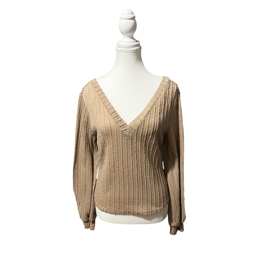Deep V Neck Sweater Minimalist Cozy Soft Girl Slouchy Knit M
